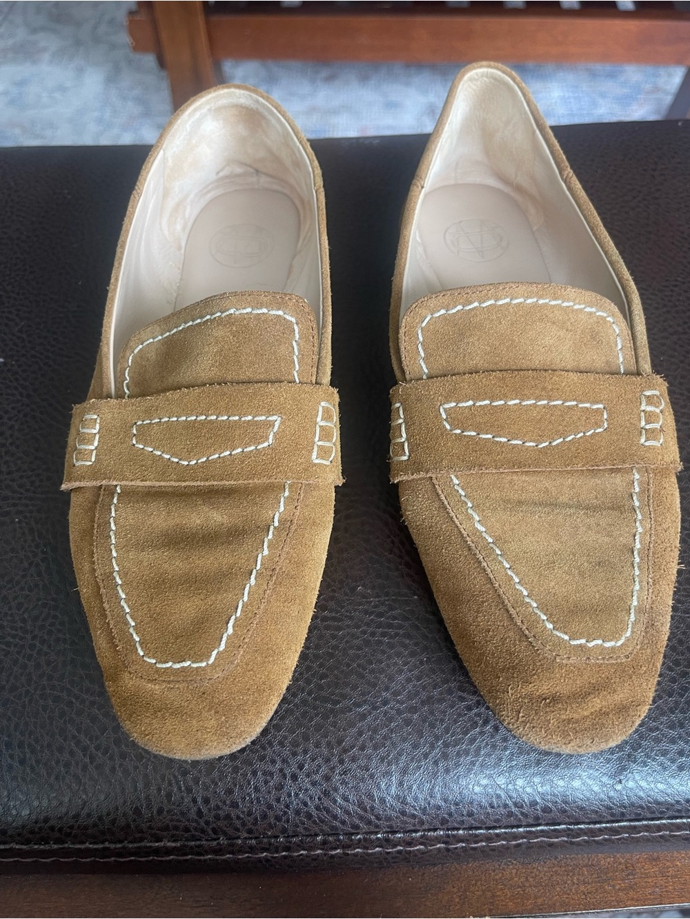 Massimo Dutti Women’s Suede Penny Loafers in Tan